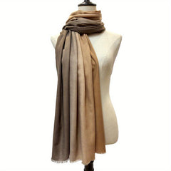 Vintage Gradient Large Scarf Cashmere Shawl Frayed Edge