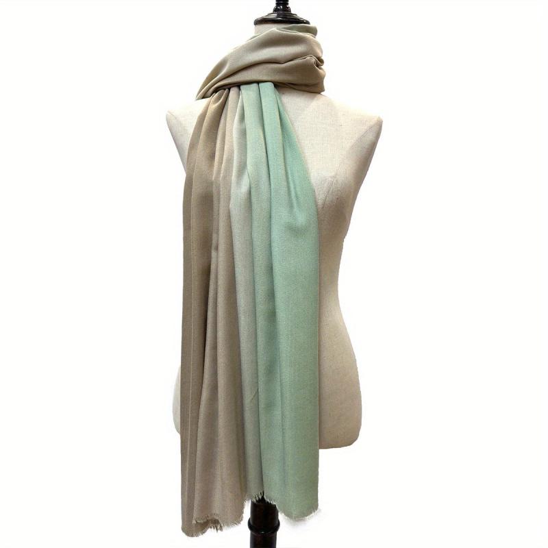 Vintage Gradient Large Scarf Cashmere Shawl Frayed Edge