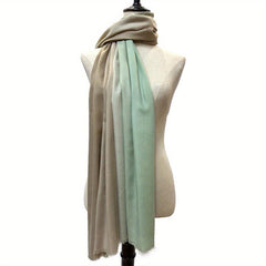 Vintage Gradient Large Scarf Cashmere Shawl Frayed Edge