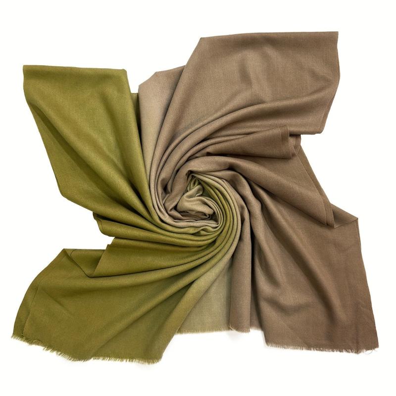 Vintage Gradient Large Scarf Cashmere Shawl Frayed Edge