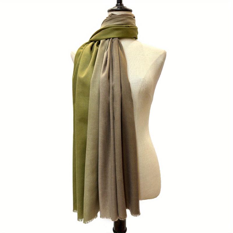Vintage Gradient Large Scarf Cashmere Shawl Frayed Edge