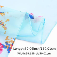 Flower Print Silk Scarf Beach Sunscreen Chiffon Wrap Women Hair Accessory
