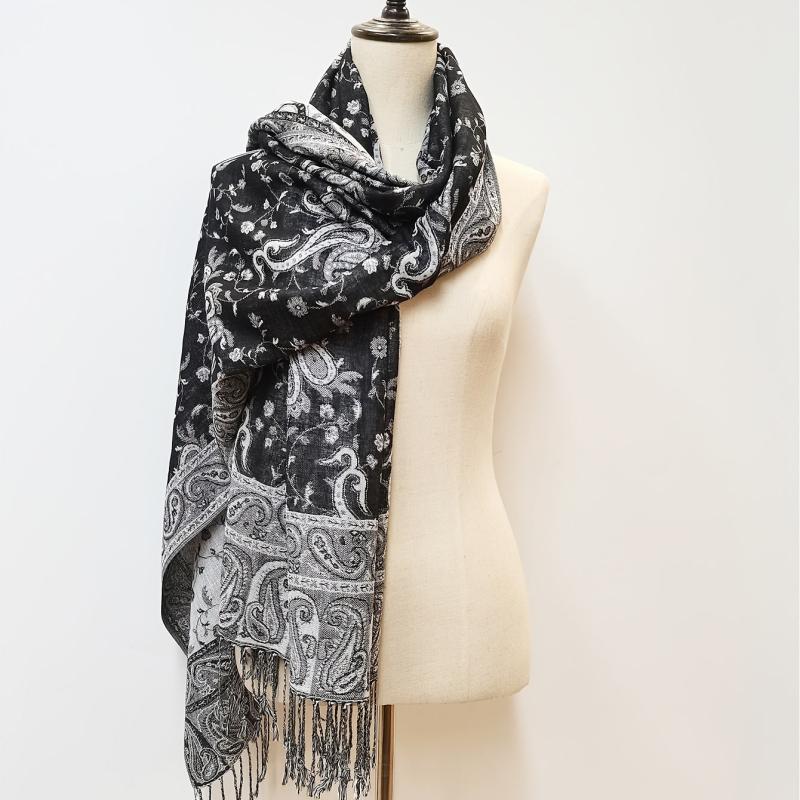 Paisley Print Jacquard Tassel Scarf Windproof Shawl Wrap
