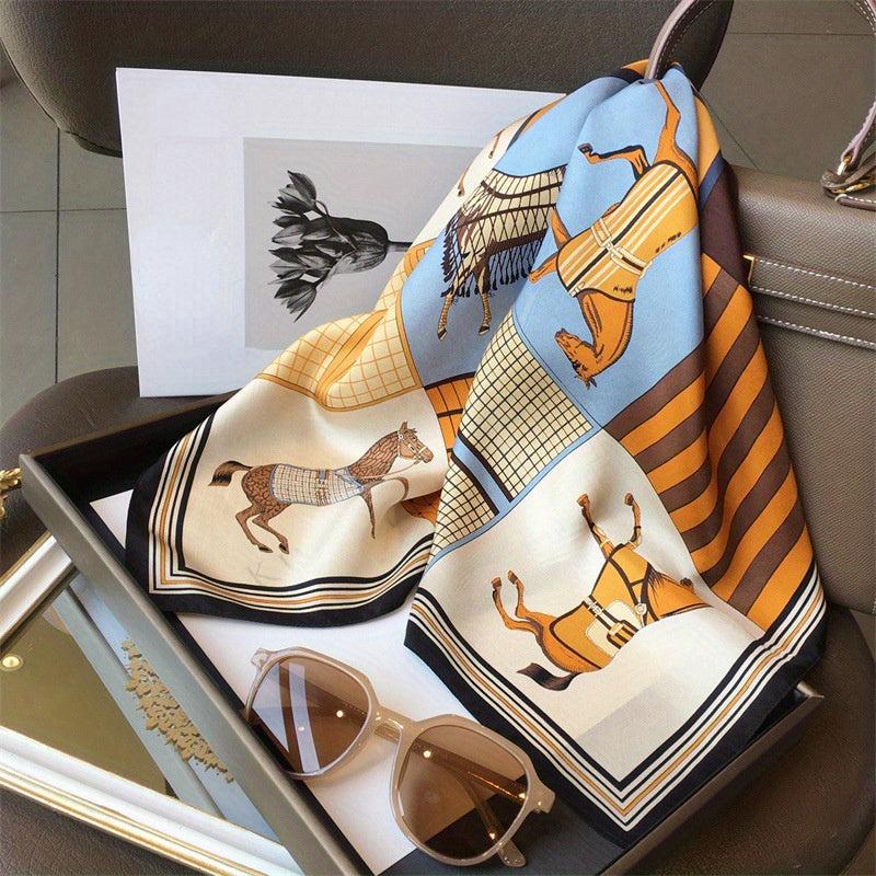 Printed Silk Satin Scarf for Traveling