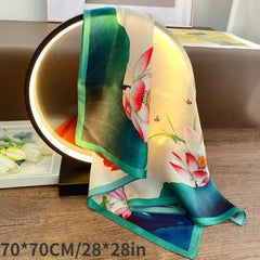Printed Silk Satin Scarf for Traveling
