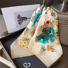 Printed Silk Satin Scarf for Traveling