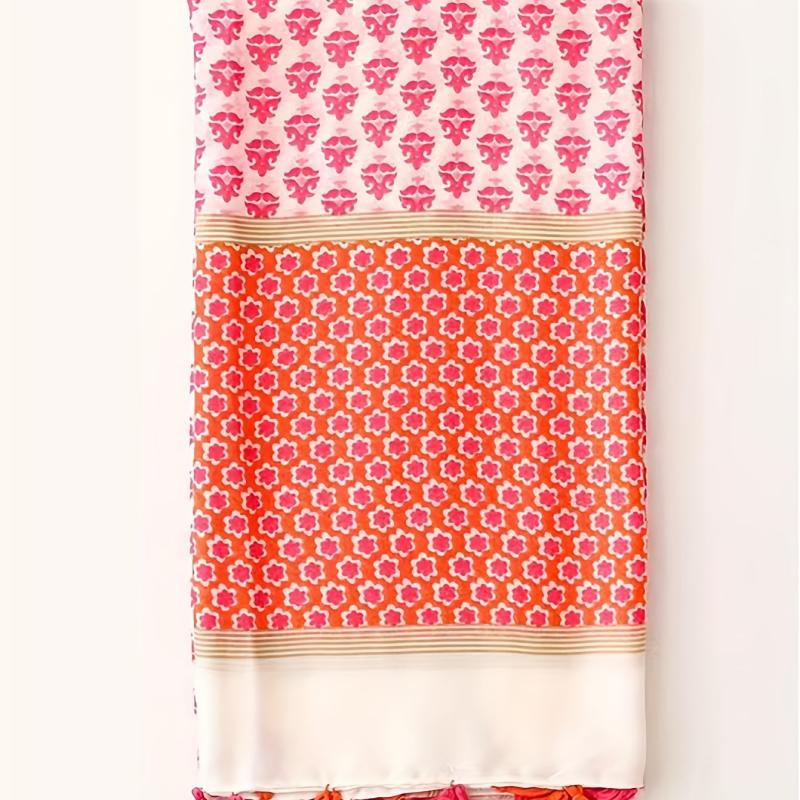 Floral Printed Fringed Shawl Scarf Lightweight Travel Beach Towel