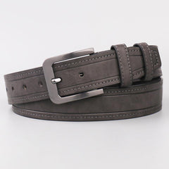 Men's Dark Grey PU Leather Belt with Pin Buckle