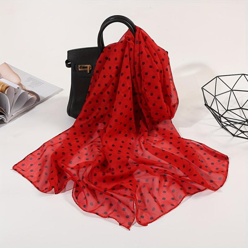 Polka Dot Print Scarf Solid Gauze Shawl Head Wrap Windproof Headscarf Hijab