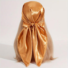 Solid Bandana Silk Satin Square Scarf Head Wrap Neckerchief