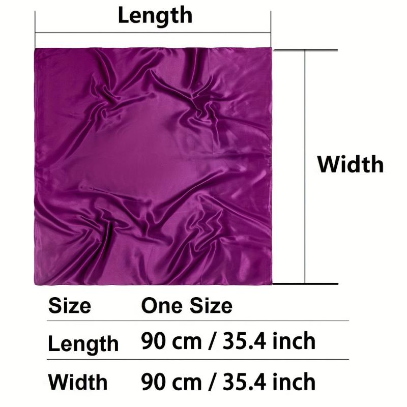 Solid Bandana Silk Satin Square Scarf Head Wrap Neckerchief