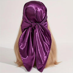 Solid Bandana Silk Satin Square Scarf Head Wrap Neckerchief