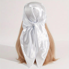 Solid Bandana Silk Satin Square Scarf Head Wrap Neckerchief