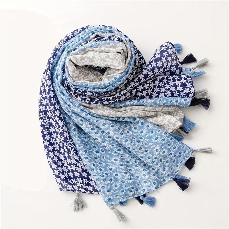 Daisy Printed Scarf Sunscreen Fringed Shawl Classic Casual Wrap