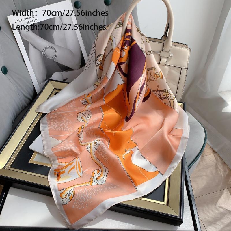 70cm Classic Chain Print Bandana Satin Square Scarf Hair Accessory