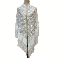 Embroidered Tassel Shawl Large Scarf for Women