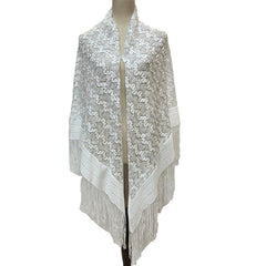 Embroidered Tassel Shawl Large Scarf for Women