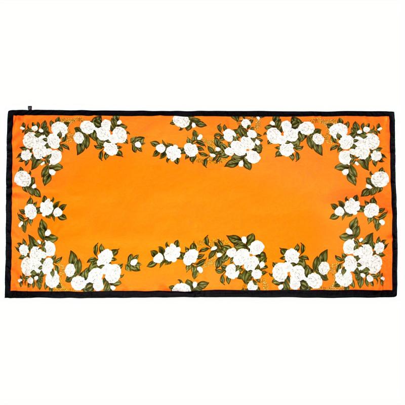 Rose Print Satin Scarf Shawl for Windproof Style