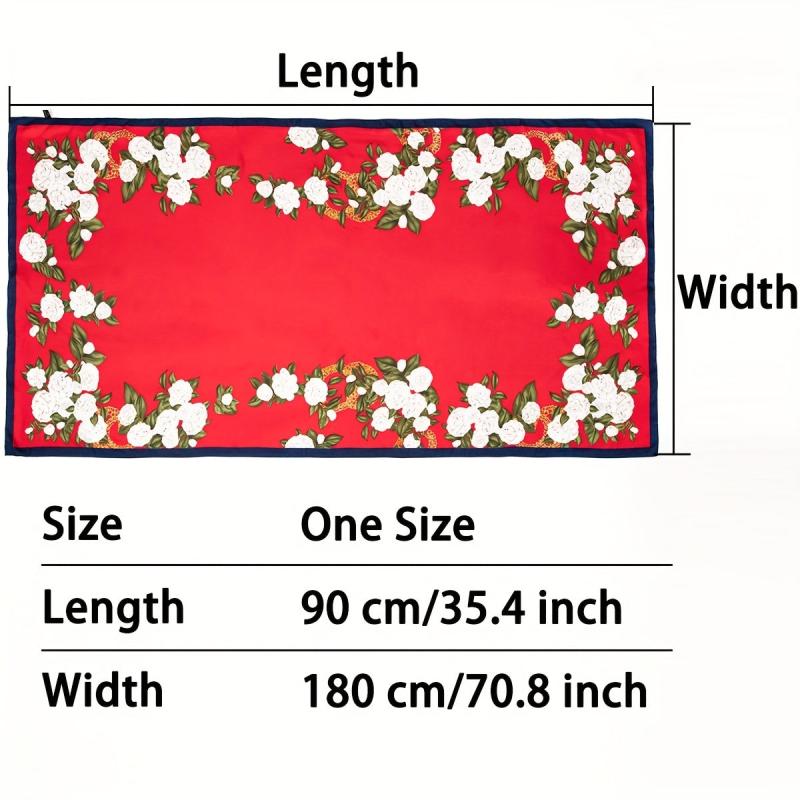 Rose Print Satin Scarf Shawl for Windproof Style