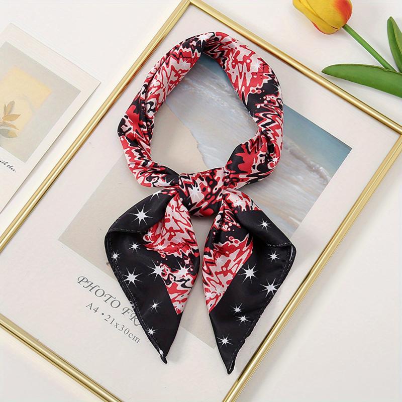 Geometric Tie Dye Square Scarf Print Satin Bandana Silk Neckerchief