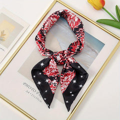 Geometric Tie Dye Square Scarf Print Satin Bandana Silk Neckerchief