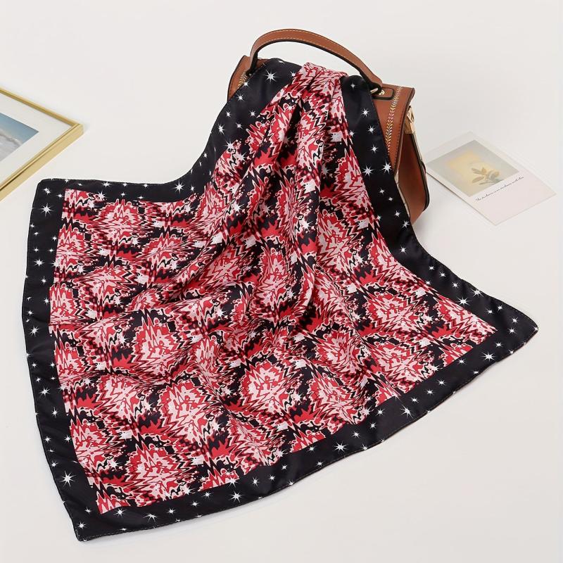 Geometric Tie Dye Square Scarf Print Satin Bandana Silk Neckerchief