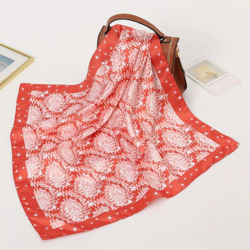 Geometric Tie Dye Square Scarf Print Satin Bandana Silk Neckerchief