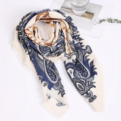 Paisley Print Square Scarf Pleated Shawl Women Windproof Head Wrap