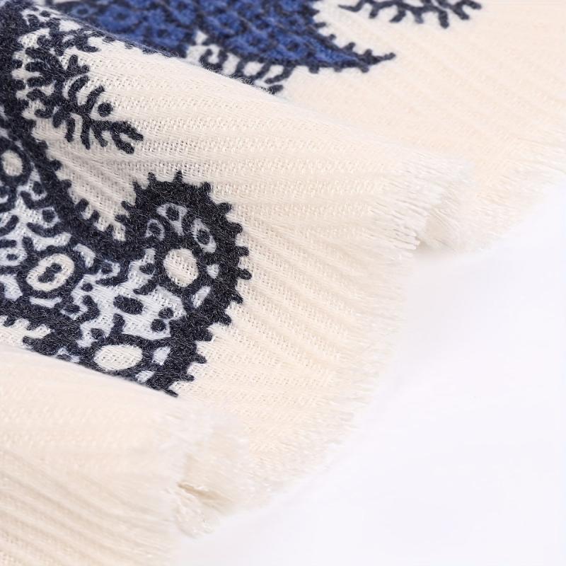 Paisley Print Square Scarf Pleated Shawl Women Windproof Head Wrap