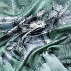 Silk Satin Plant Printed Square Scarf for Office