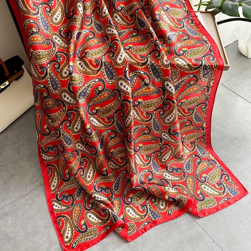 Satin Paisley Printed Scarf Sunscreen Shawl Wrap Outdoor