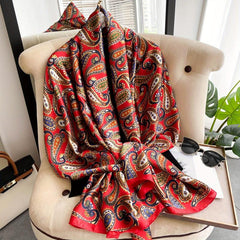 Satin Paisley Printed Scarf Sunscreen Shawl Wrap Outdoor