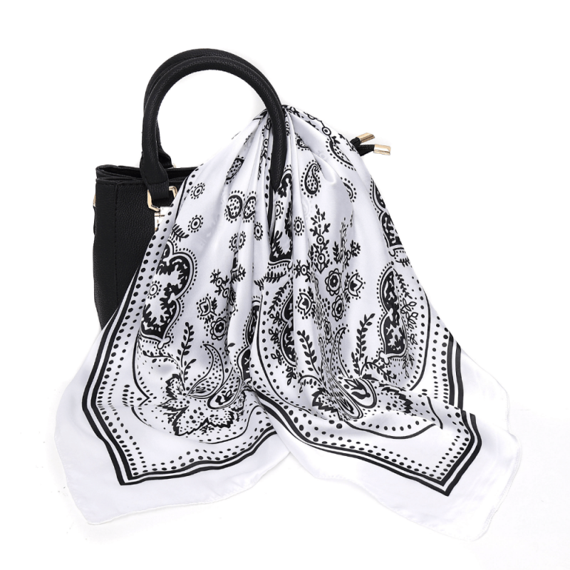 Paisley Print Square Scarf Neckerchief Bandana Silk Head Wrap Hair Accessory
