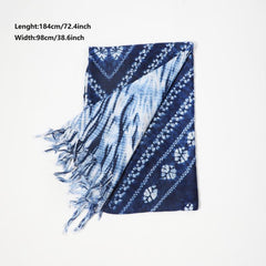Tie Dye Print Tassel Scarf Boho Windproof Shawl Vintage Beach Towel