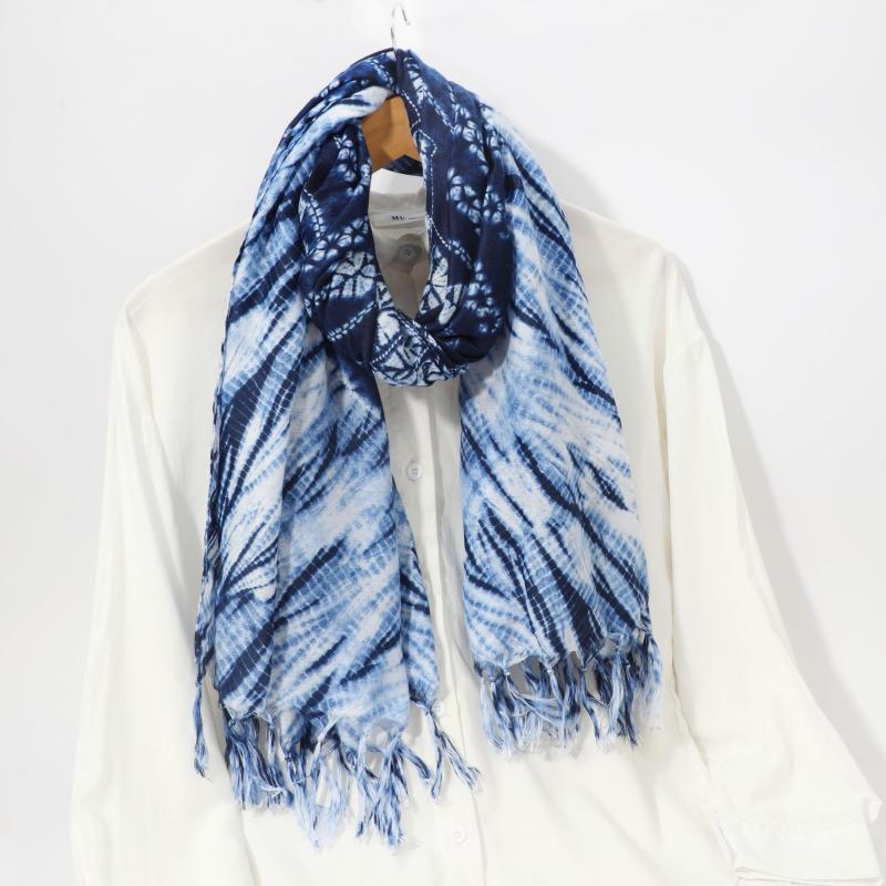 Tie Dye Print Tassel Scarf Boho Windproof Shawl Vintage Beach Towel