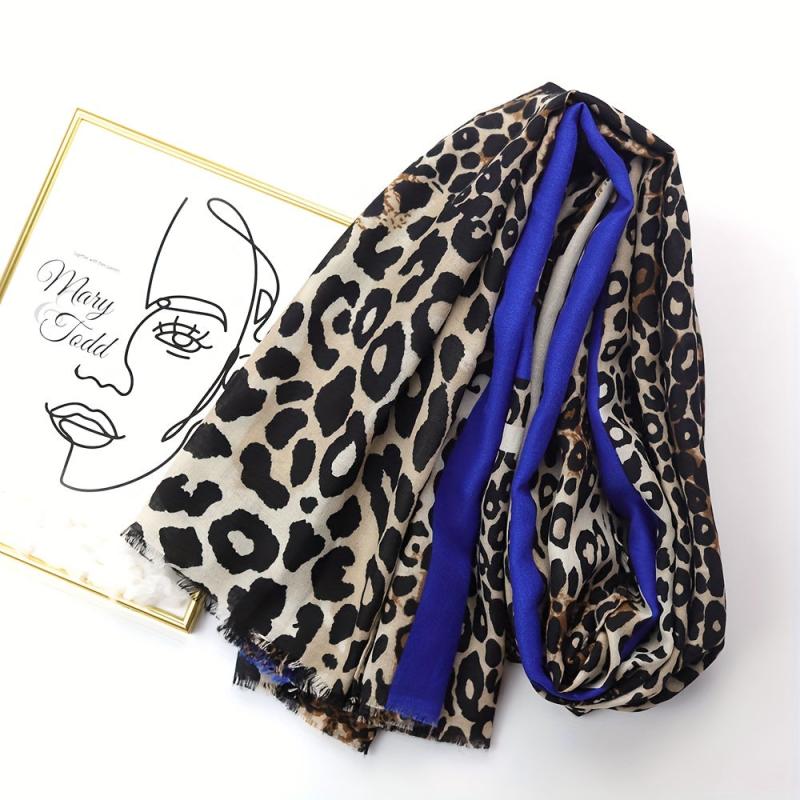 Leopard Print Matching Shawl Thin Breathable Tassel Scarf