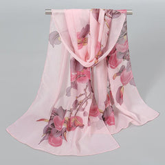 Floral Print Chiffon Scarf Bohemia Thin Shawl Windproof Head Wrap