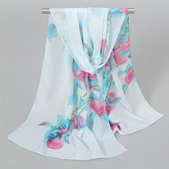 Floral Print Chiffon Scarf Bohemia Thin Shawl Windproof Head Wrap