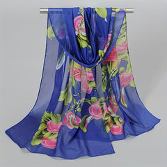 Floral Print Chiffon Scarf Bohemia Thin Shawl Windproof Head Wrap