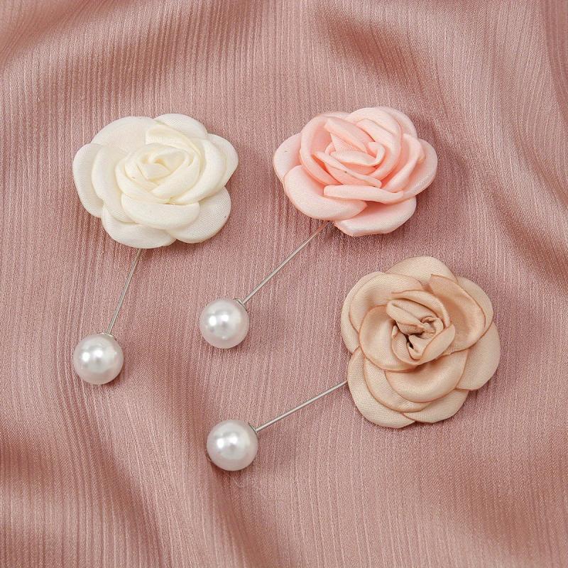 3pc Faux Pearl Flower Pins Brooches for Party Evening Decor