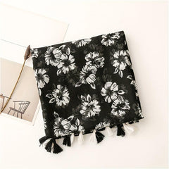 Fringed Scarf Thin Breathable Sunscreen Shawl Soft Long Wrap