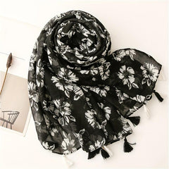 Fringed Scarf Thin Breathable Sunscreen Shawl Soft Long Wrap
