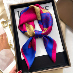 Camellia Print Satin Scarf Bandana Shawl
