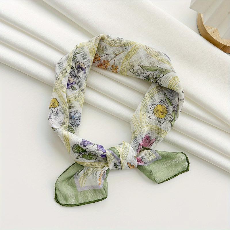 Cartoon Flower Bandana Linen Scarf Headband Handkerchief Polyester Face Covering