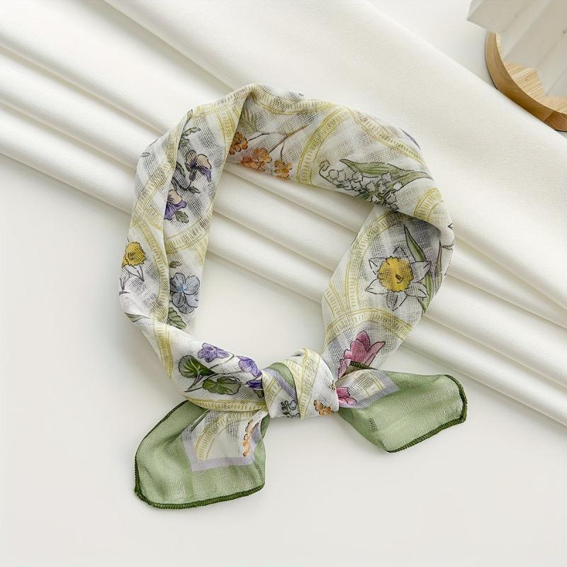 Cartoon Flower Bandana Linen Scarf Headband Handkerchief Polyester Face Covering