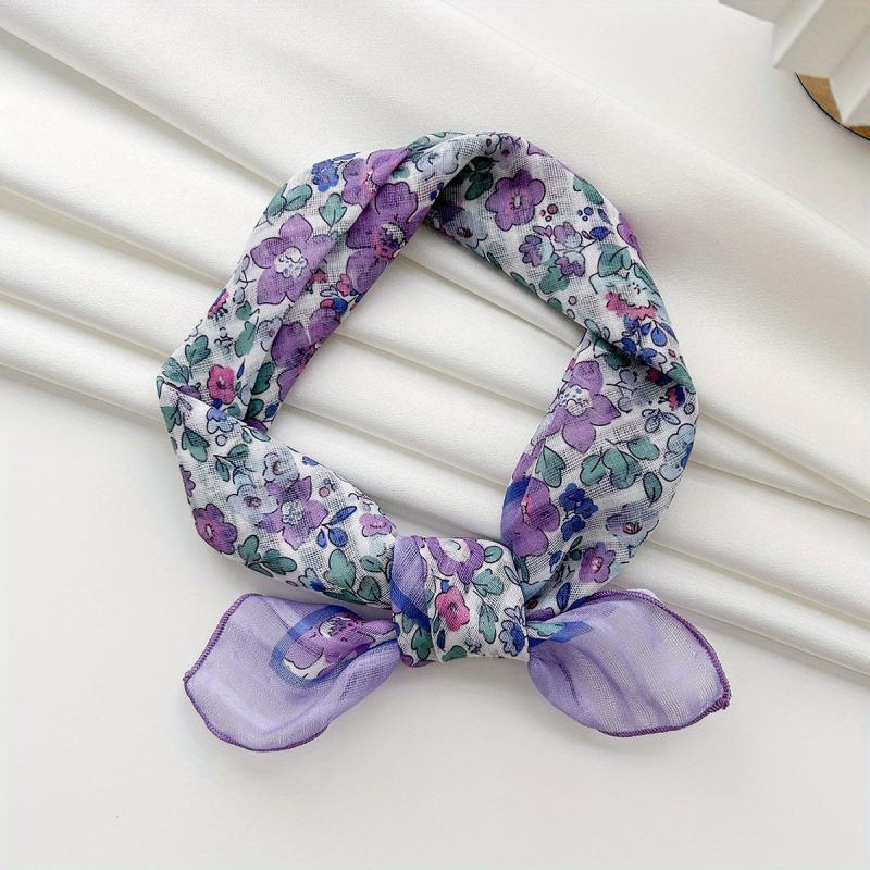 Cartoon Flower Bandana Linen Scarf Headband Handkerchief Polyester Face Covering