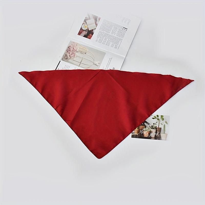 Solid Triangle Scarf Satin Thin Pleated Neckerchief Bandana Silk Head Wrap