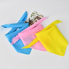 Solid Triangle Scarf Satin Thin Pleated Neckerchief Bandana Silk Head Wrap