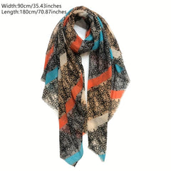 Vintage Breathable Print Scarf Sunproof Shawl for Spring & Summer