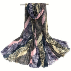 Vintage Breathable Print Scarf Sunproof Shawl for Spring & Summer